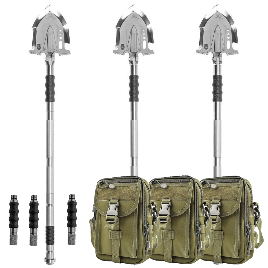 F-A3 Tactical Shovel w/Military Pouch and Handle Extension 3 Pack